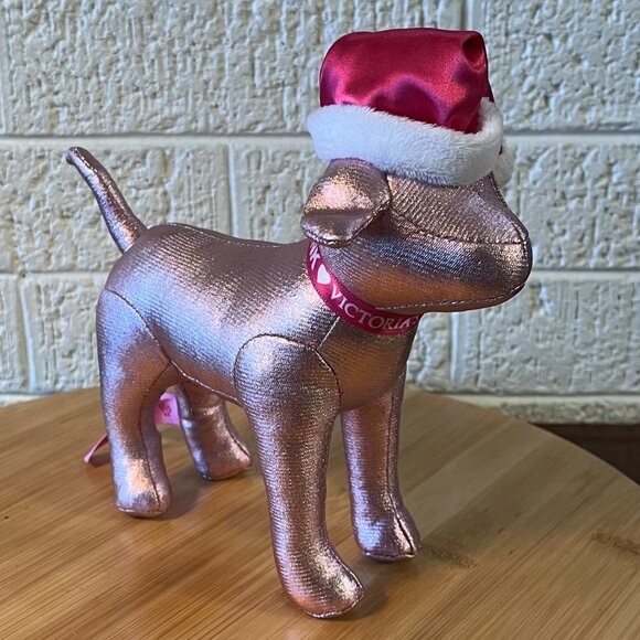 Victoria's Secret PINK Dog Metallic Pink, Santa Hat, 7", EUC, Collectible - Picture 6 of 7
